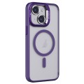 For iPhone 15 Plus Invisible Lens Holder PC + TPU Frosted MagSafe Phone Case(Purple)