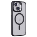 For iPhone 15 Plus Invisible Lens Holder PC + TPU Frosted MagSafe Phone Case(Black)