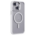 For iPhone 15 Invisible Lens Holder PC + TPU Frosted MagSafe Phone Case(White)