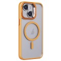 For iPhone 15 Invisible Lens Holder PC + TPU Frosted MagSafe Phone Case(Orange)