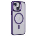 For iPhone 15 Invisible Lens Holder PC + TPU Frosted MagSafe Phone Case(Purple)