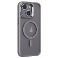 For iPhone 14 Invisible Lens Holder PC + TPU Frosted MagSafe Phone Case(Gray)
