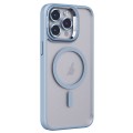 For iPhone 14 Pro Invisible Lens Holder PC + TPU Frosted MagSafe Phone Case(Blue)