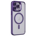 For iPhone 14 Pro Invisible Lens Holder PC + TPU Frosted MagSafe Phone Case(Purple)