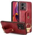 For Motorola Moto G84 5G Wristband Leather Back Phone Case(Red)