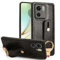 For Motorola Edge 40 Wristband Leather Back Phone Case(Black)