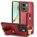For Motorola Edge 40 Wristband Leather Back Phone Case(Red)