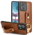 For Motorola Edge 40 Neo 5G Wristband Leather Back Phone Case(Brown)