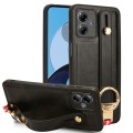 For Motorola Moto G14 Wristband Leather Back Phone Case(Black)