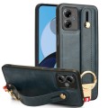 For Motorola Moto G14 Wristband Leather Back Phone Case(Blue)