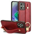 For Motorola Moto G54 5G Wristband Leather Back Phone Case(Red)