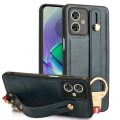 For Motorola Moto G54 5G Wristband Leather Back Phone Case(Blue)