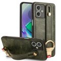 For Motorola Moto G54 5G Wristband Leather Back Phone Case(Green)
