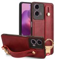 For Motorola Moto G04 / G24 Wristband Leather Back Phone Case(Red)
