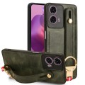 For Motorola Moto G04 / G24 Wristband Leather Back Phone Case(Green)