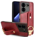 For Tecno Pova 5 Pro Wristband Leather Back Phone Case(Red)