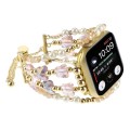 For Apple Watch Series 3 42mm Butterfly Chain Bracelet Metal Watch Band(Pink Gold)