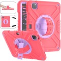For iPad Air 2022 10.9 / Pro 11 2022 X Rotation PC Hybrid Silicone Tablet Case with Strap(Red Purple
