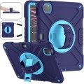 For iPad Air 2022 10.9 / Pro 11 2022 X Rotation PC Hybrid Silicone Tablet Case with Strap(Navy Sky B