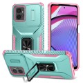 For Motorola Moto G Power 2023 Sliding Camshield Holder Phone Case(Grey Green + Pink)