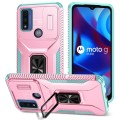 For Motorola G Pure/G Play 2023/G Power 2022 Sliding Camshield Holder Phone Case(Pink + Grey Green)