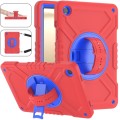 For Samsung Galaxy Tab A9+ X210 X Rotation PC Hybrid Silicone Tablet Case with Strap(Red Blue)