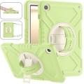 For Samsung Galaxy Tab A9+ X210 X Rotation PC Hybrid Silicone Tablet Case with Strap(Yellow Green Wh