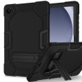 For Samsung Galaxy Tab A9+ X216 Contrast Color Robot Silicone Hybrid PC Tablet Case with Holder(Blac