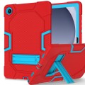 For Samsung Galaxy Tab A9+ X216 Contrast Color Robot Silicone Hybrid PC Tablet Case with Holder(Red