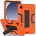For Samsung Galaxy Tab A9 X115 Contrast Color Robot Silicone Hybrid PC Tablet Case with Holder(Orang