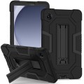 For Samsung Galaxy Tab A9 X115 Contrast Color Robot Silicone Hybrid PC Tablet Case with Holder(Black