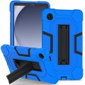 For Samsung Galaxy Tab A9 X115 Contrast Color Robot Silicone Hybrid PC Tablet Case with Holder(Blue