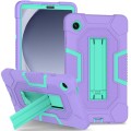 For Samsung Galaxy Tab A9 X115 Contrast Color Robot Silicone Hybrid PC Tablet Case with Holder(Purpl