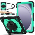 For Samsung Galaxy Tab A9+ X216 Contrast Color Robot C2 Silicone Hybrid PC Tablet Case(Black Mint Gr