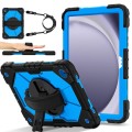 For Samsung Galaxy Tab A9+ X216 Contrast Color Robot C2 Silicone Hybrid PC Tablet Case(Black Blue)