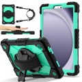 For Samsung Galaxy Tab A9 X115 Contrast Color Robot C2 Silicone Hybrid PC Tablet Case(Black Mint Gre