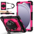 For Samsung Galaxy Tab A9 X115 Contrast Color Robot C2 Silicone Hybrid PC Tablet Case(Black Rose Red