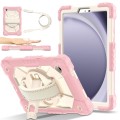 For Samsung Galaxy Tab A9 X115 Contrast Color Robot C2 Silicone Hybrid PC Tablet Case(Rose Gold Beig
