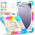 For Samsung Galaxy Tab A9 X115 Contrast Color Robot C2 Silicone Hybrid PC Tablet Case(Colorful Blue)