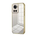 For OnePlus Ace / 10R Transparent Plating Fine Hole Phone Case(Gold)