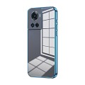 For OnePlus Ace / 10R Transparent Plating Fine Hole Phone Case(Blue)