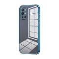 For OnePlus 9R Transparent Plating Fine Hole Phone Case(Blue)