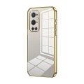 For OnePlus 9 Pro Transparent Plating Fine Hole Phone Case(Gold)