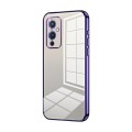 For OnePlus 9 Transparent Plating Fine Hole Phone Case(Purple)