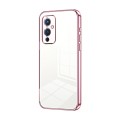 For OnePlus 9 Transparent Plating Fine Hole Phone Case(Pink)