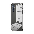 For OnePlus 9 Transparent Plating Fine Hole Phone Case(Black)