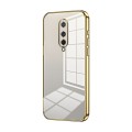 For OnePlus 8 Transparent Plating Fine Hole Phone Case(Gold)