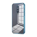 For OnePlus 8 Transparent Plating Fine Hole Phone Case(Blue)