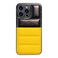 For iPhone 13 Pro Max Color Block Down Jacket Phone Case(Black Yellow)