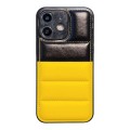 For iPhone 12 Color Block Down Jacket Phone Case(Black Yellow)